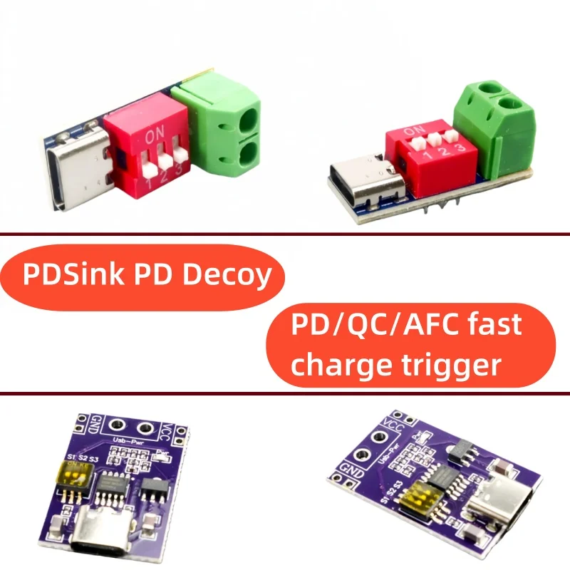USB-C PD Trigger Board Module QC/AFC Decoy Board Fast Charge USB Type-c 5V to 20V High Speed Charger Power Delivery Boost Module