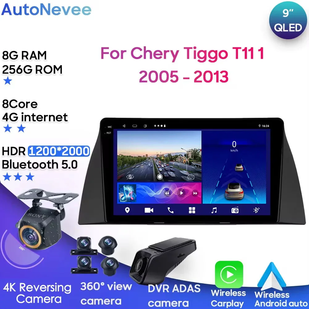 

Android 14 Car Radio For Chery Tiggo T11 1 2005 2006 - 2013 Carplay Auto GPS WIFI+4G BT Video 2 Din Navigation Stereo Player DVD