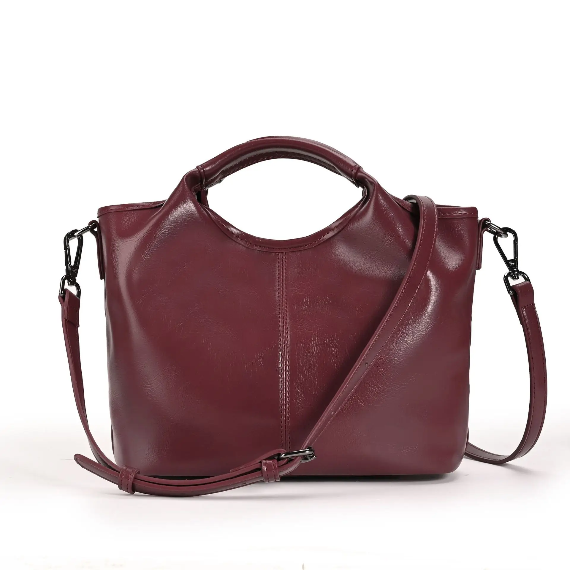 Red Soft Crossbody Bag, Fashion Women Shoulder Bag with Top Ring Handle, 2 in 1 Lightweight Casual Handbag for Everyday Use
