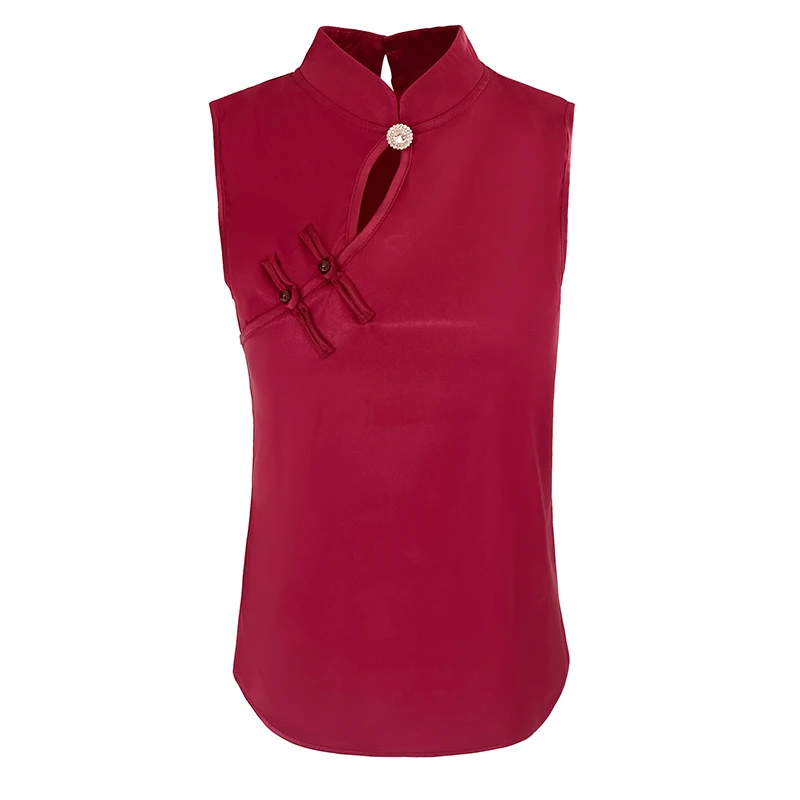 2025 Spring Summer Women Tank Tops Sleeveless Hollow Out Buckle Vest Shirt Retro Silk Satin Blouse