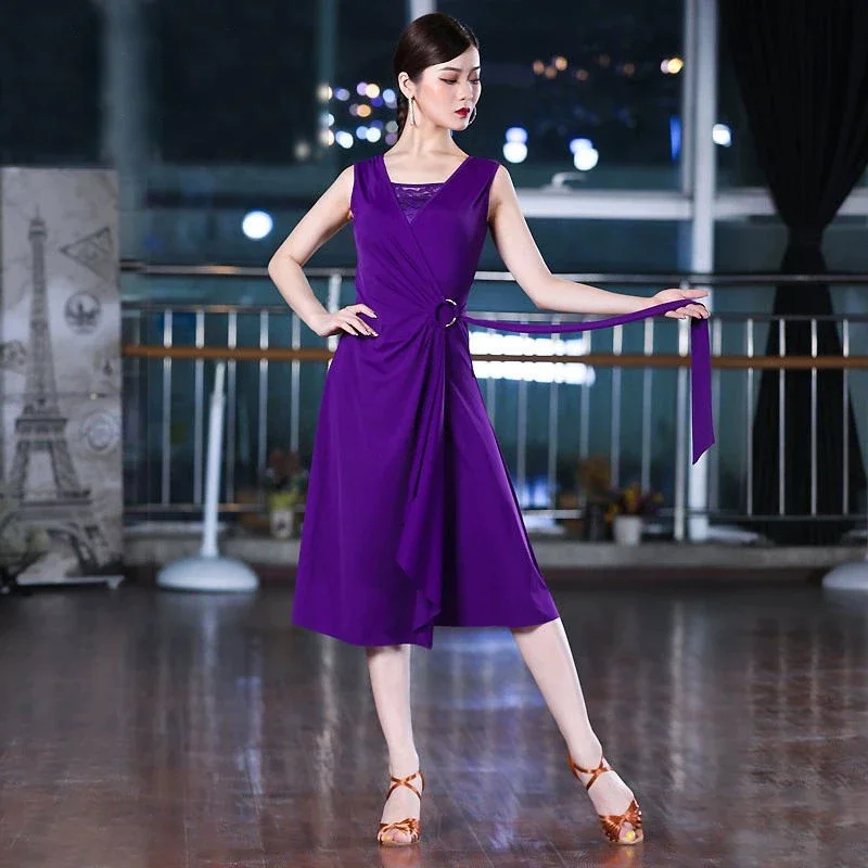 

Одежда для танцев без рукавов, новое весенне-летнее платье для латинских танцев с короткой юбкой, сексуальные юбки для самбы, румбы, костюм для женщин