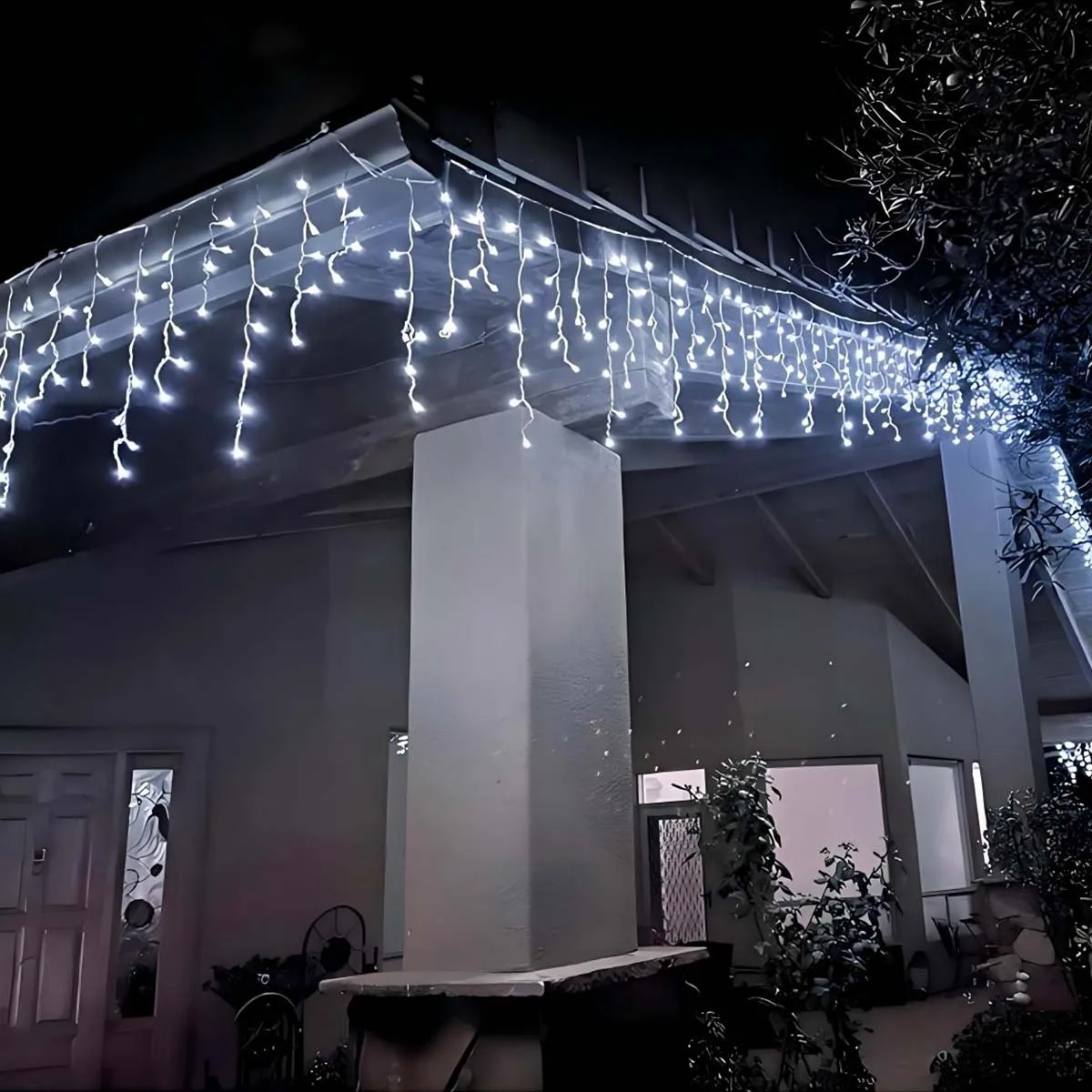 أضواء سلسلة جليد Led، زينة عيد الميلاد تعمل بالطاقة الشمسية فناء حديقة أضواء الزخرفية شرفة ديكور جو المنزل في الهواء الطلق