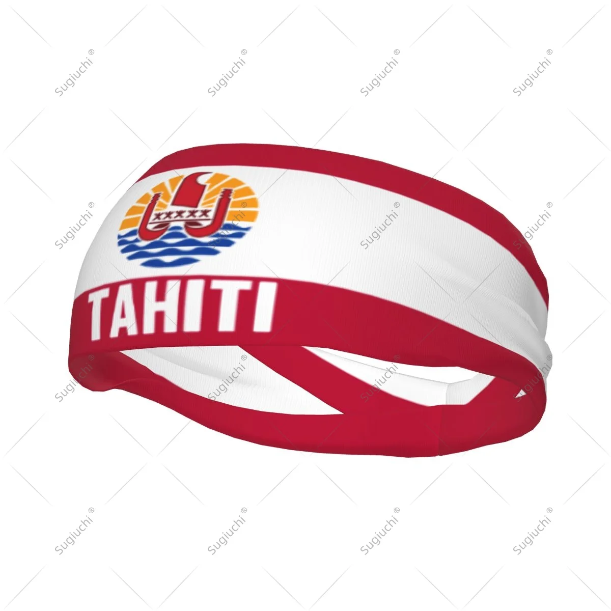 

Men Women Tahiti Flag Elastic Wide Headbands For Yoga Fitness Tennis Running Gym Sports