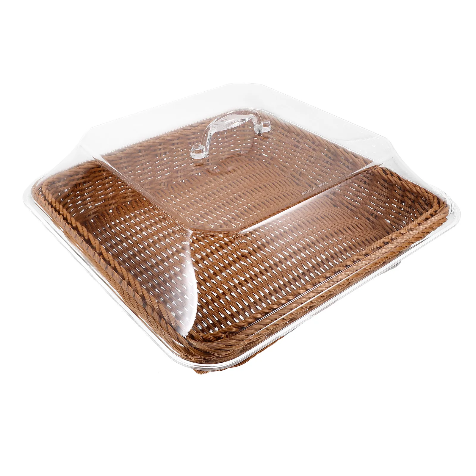 

Корзина для хлеба с прозрачной крышкой, круглая, гладкая, для подачи еды, для пекарни, дома, офиса, кофейного столика, для хранения фруктов и овощей