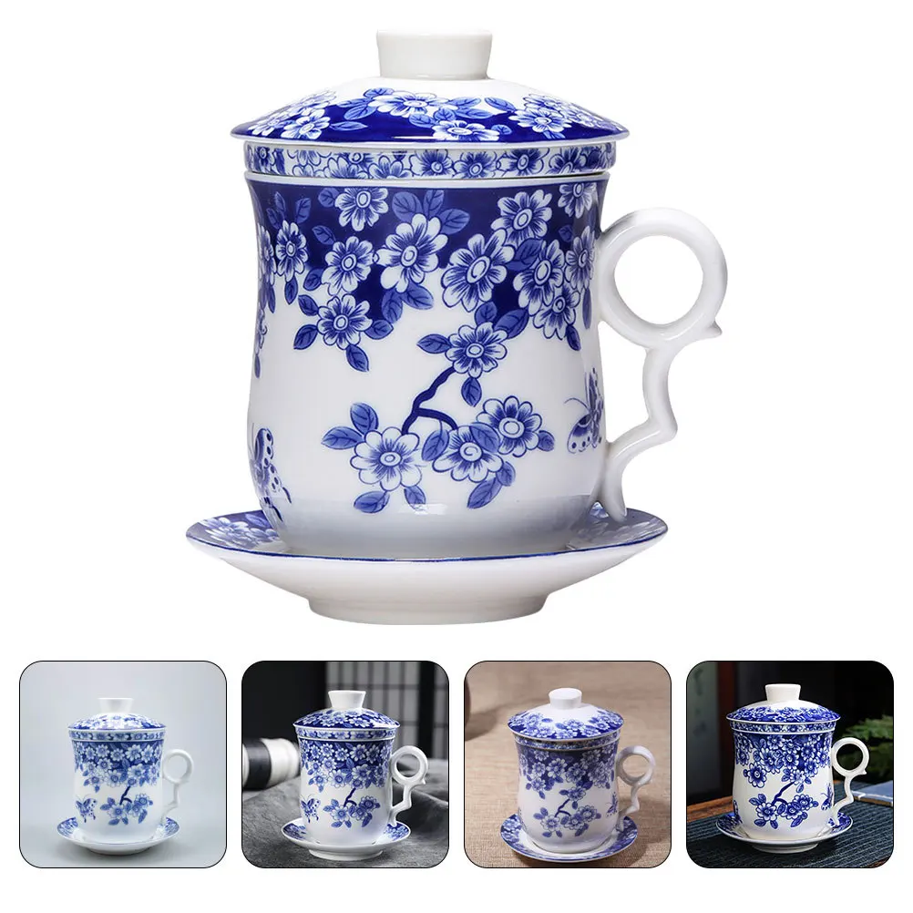

1Set Chinese Style Teaware Four Piece Set Retro Pattern Tea Cup with Infuser Fine Craftsmanship for Home Tea Shop Hotel Use