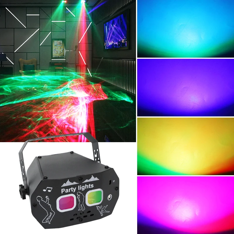 Imagem -02 - Remote Controlled Disco Party Lights Color dj Laser Projector Voz Led Vermelho Verde Blue Strobe Light Club Holiday Show Lamp