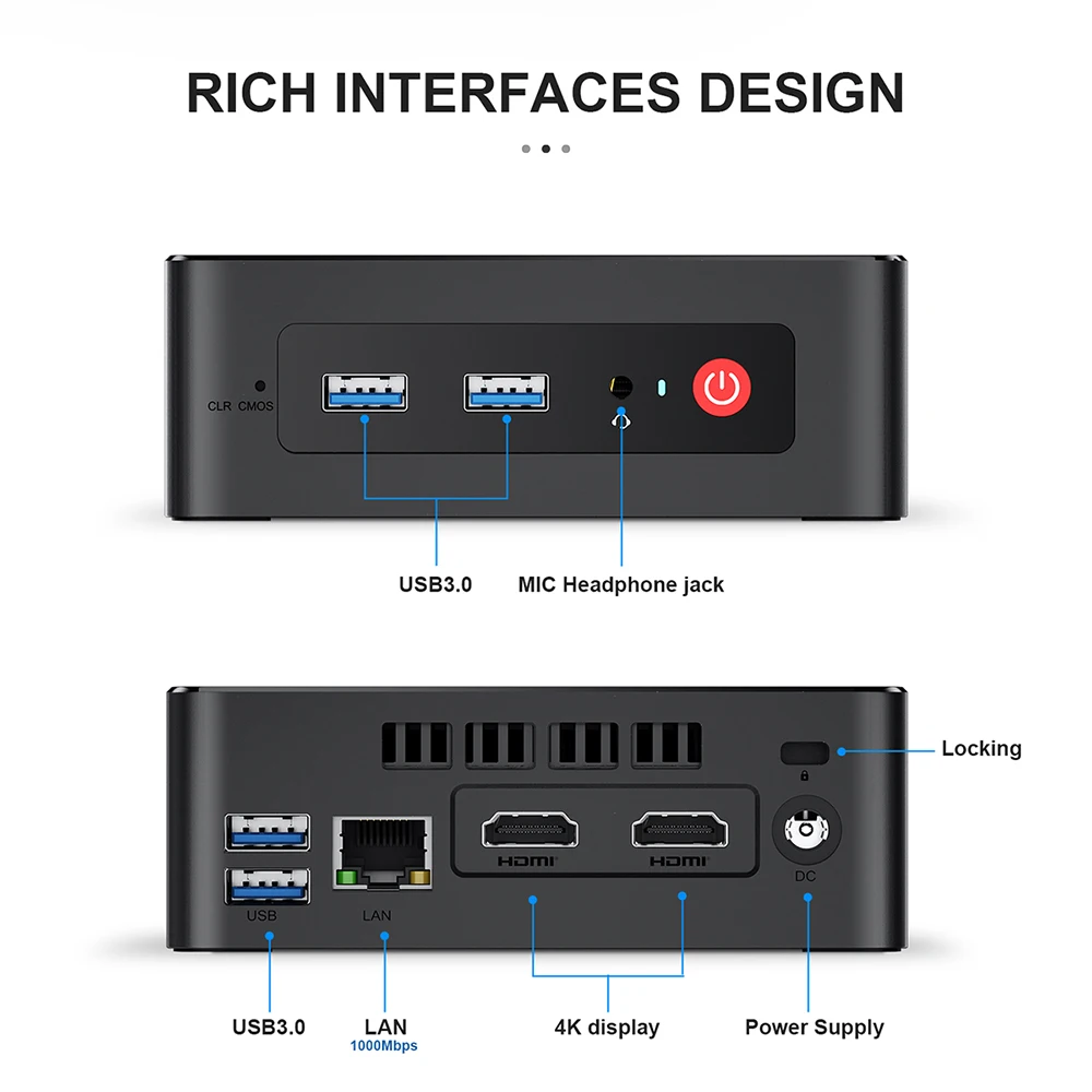 Beelink GK mini Intel Celeron J4125 Quad Core Mini PC DDR4 8GB 256GB SSD Desktop com porta HD 1000M LAN Computador
