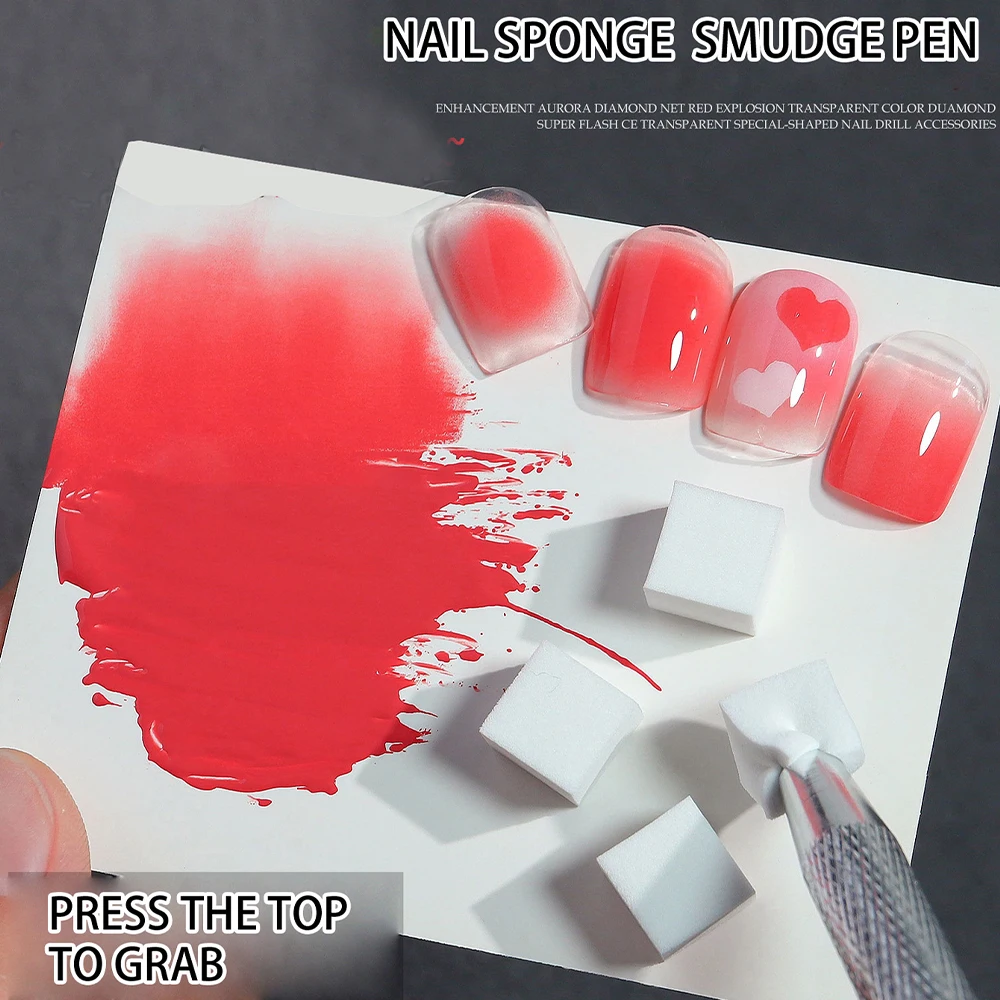 100 pçs gradiente esponja escova arte do prego conjunto de esponja para diy arte do prego gel polonês escova glitter pó manicure acessório