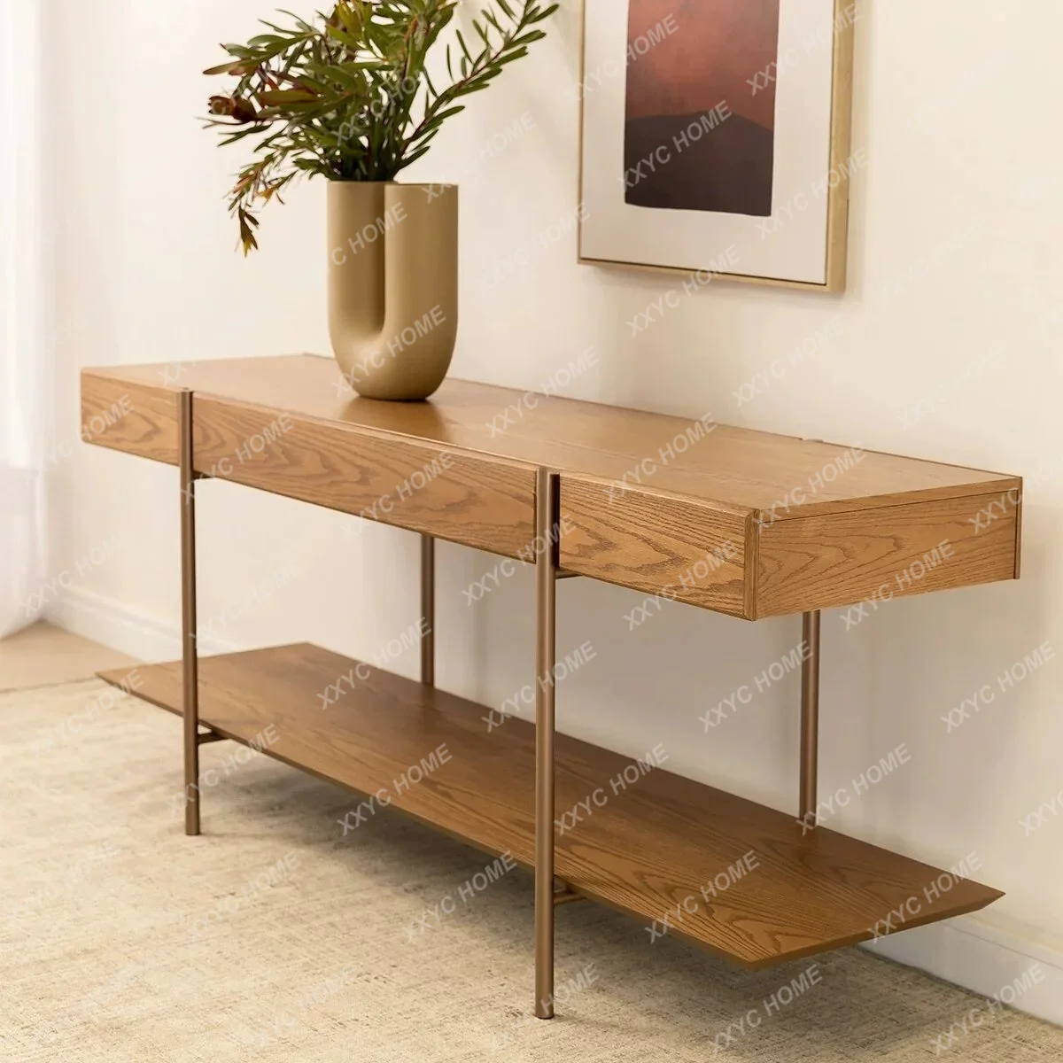 Solid wood rack Multi-layer storage rack Entrance rack Living room storage bookshelf Dining room floor-to-ceiling side cabinet
