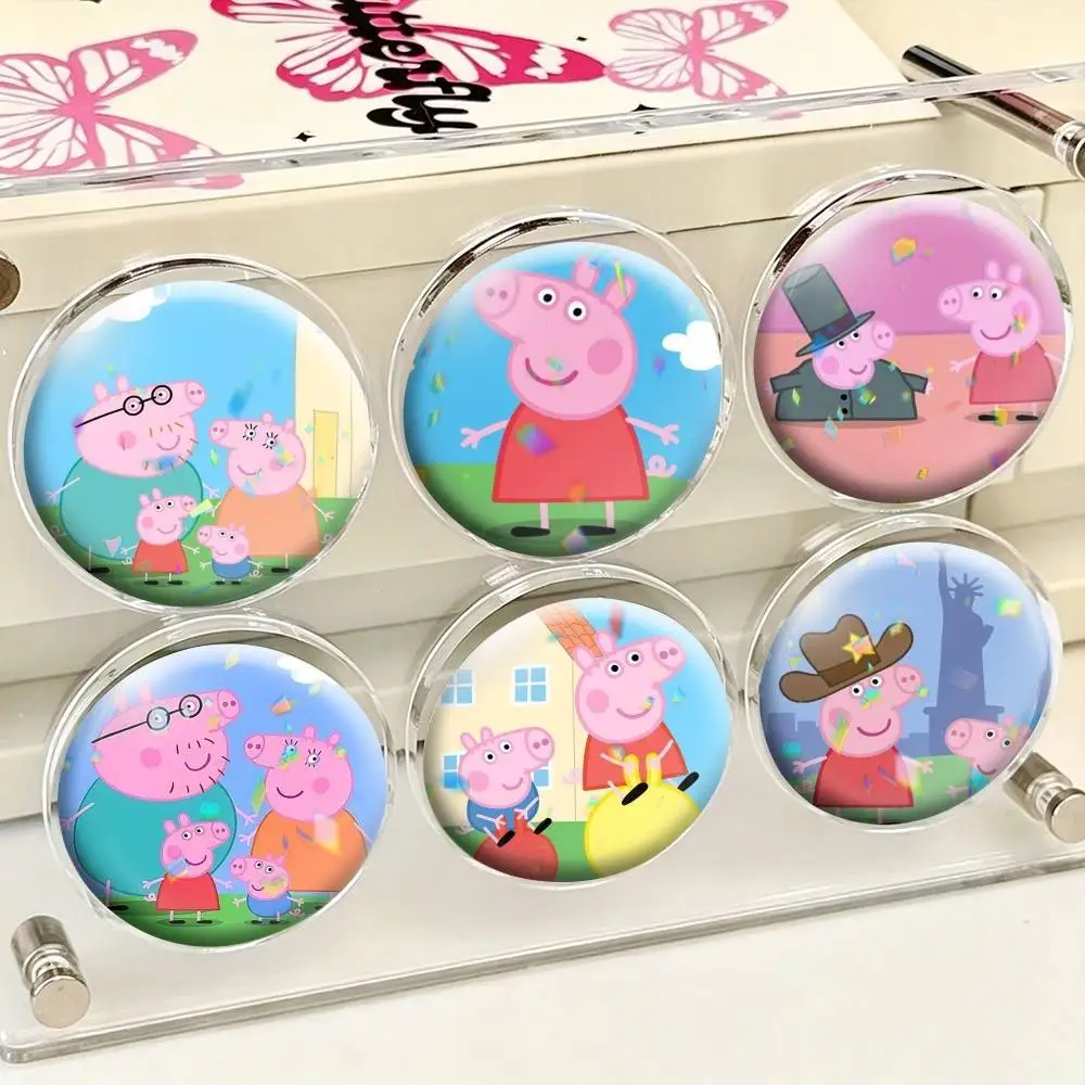 Peppa Pig C-Cartoon P-Pink   25 32 44 58 75mm Badges Personalized Round Brooches Pins Accessory Gift