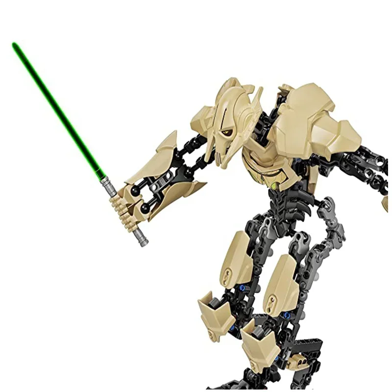 Disney Ksz714 Star Toy Anime General Robot Grievous With Lightsaber Hilt Combat Weapon Model blocks Assemble Figure Toy Gifts