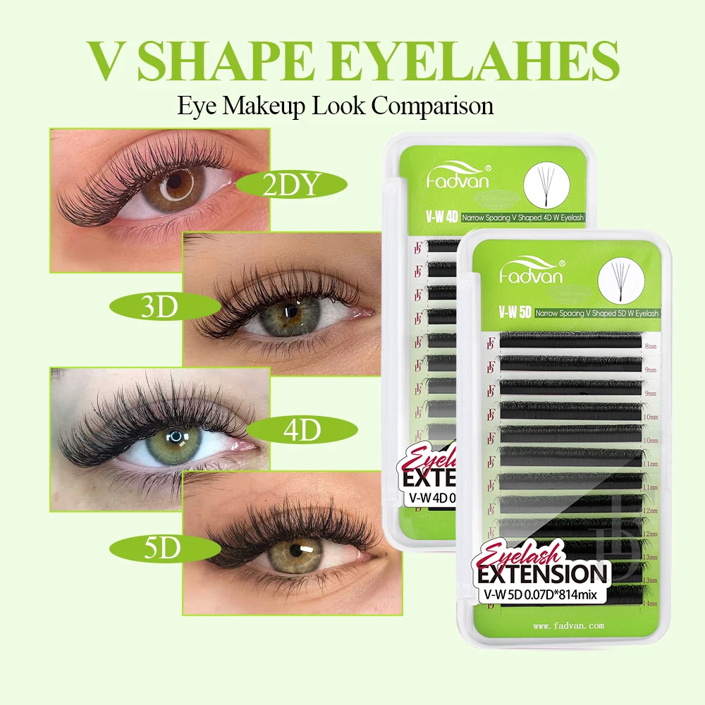 FADVAN V-Form 5D W Wimpernverlängerung 12 Reihen Schmale 5D Fächer Dramatische Mega-Volumen-Wimpern – Detail 4