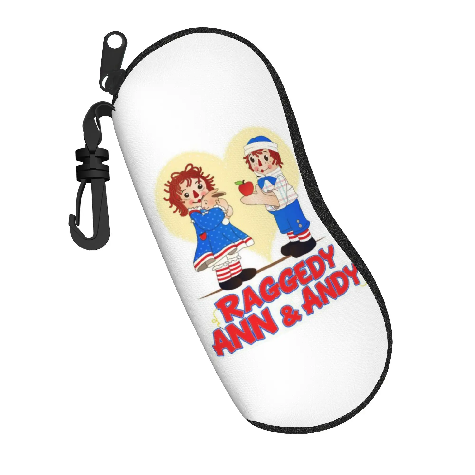 Estojo de óculos kawaii com desenhos animados, acessórios raggedy ann, caixa de armazenamento de óculos, recipiente anti-pressão para óculos