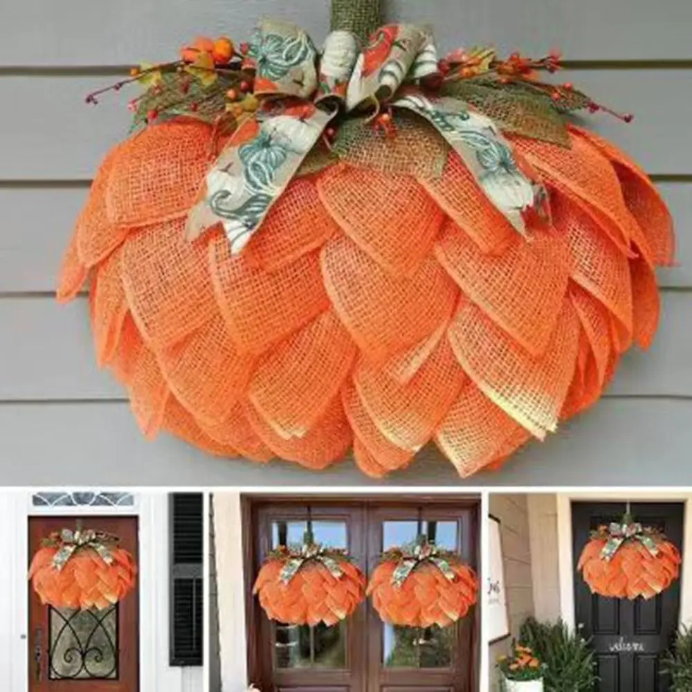 

Not Easy To Deform Pumpkin Wreaths Wall Mounted High Quality Window Wreath Lightweight Multiple Layers Halloween Garland Home