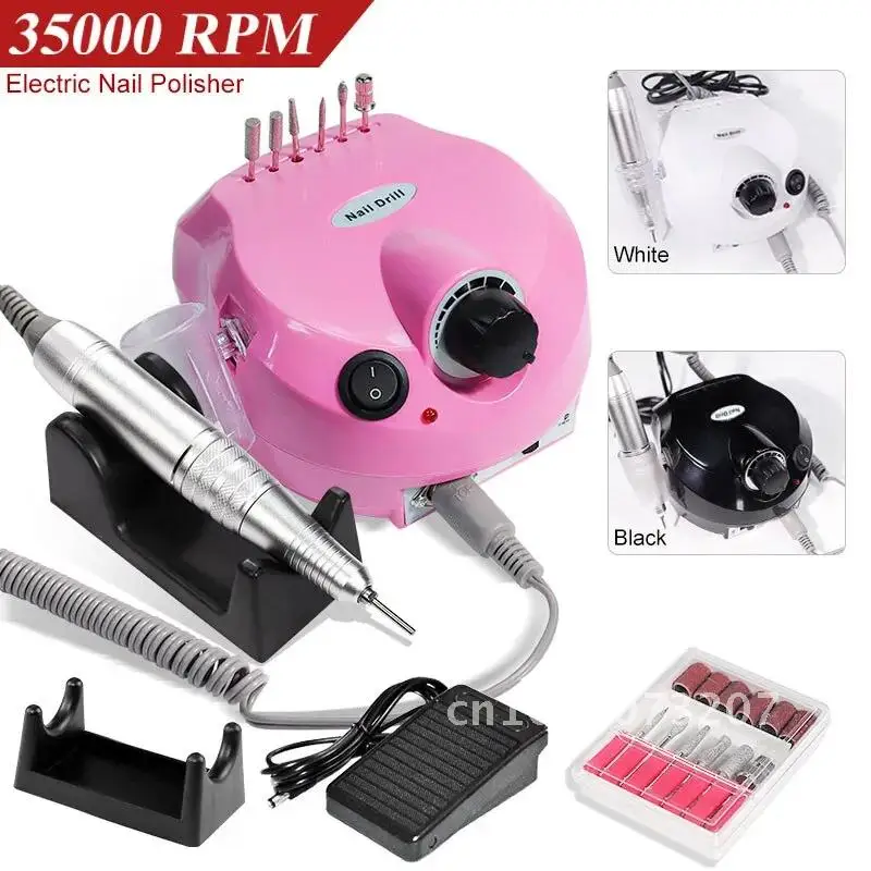 35000RPM Electric Nail Drill Machine Manicure Pedicure Professional Nail Cutters File Nail Low Noise Lathe Kit