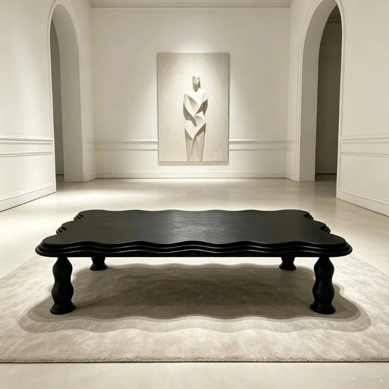 Wave Irregular Coffee Table Antique Matte Finish Curved Multi-layer Table