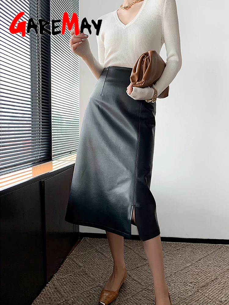 women's faux-leather-skirt a-line dress A-Line Faux Leather Skirt with Whipstitch Patch Pockets in Bordeaux