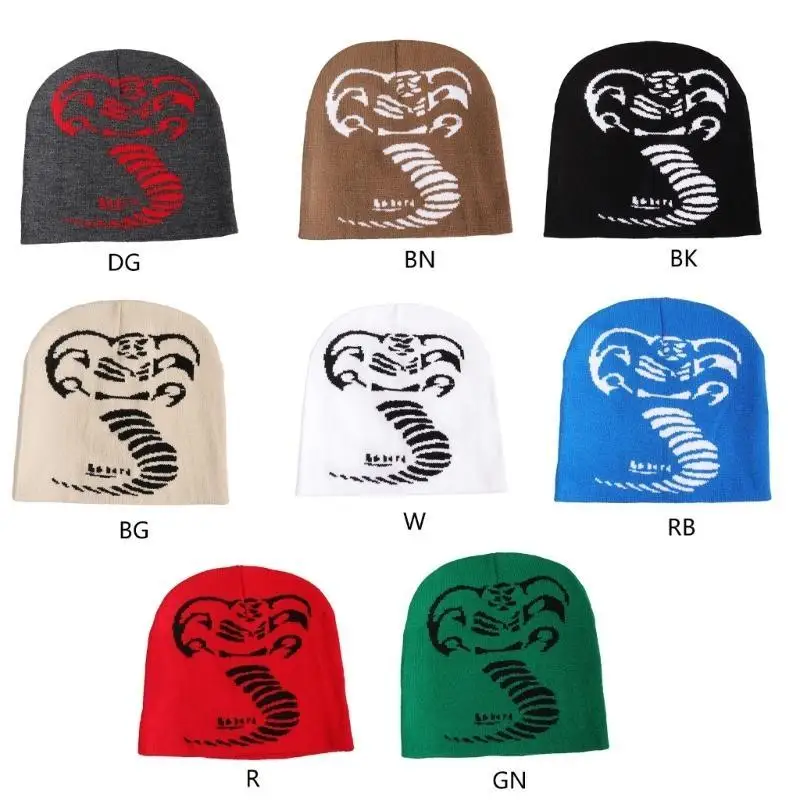 

652F Snake Print Knitted Hat Outdoor Sun Cap Fashion Kpop Hat for Teens Girls Boy