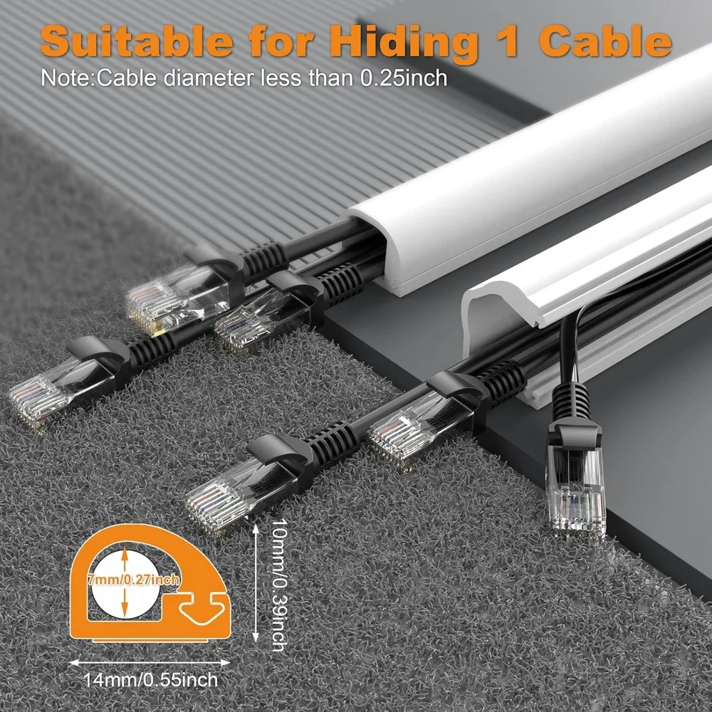 39" Silicone TV Cord Hider, Self-Adhesive Wire Concealer for Wall-Mounted TVs, Cable Management System, White, 1m view 2