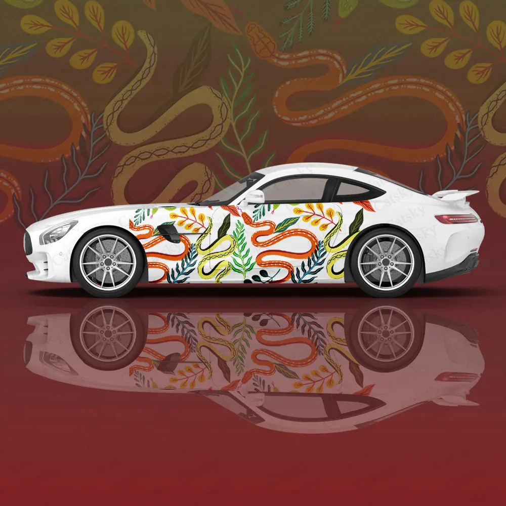 

Leaves and Snakes Animal Design Car Body Stickers Itasha Vinyl Car Side Decal Sticker Car Body Sticker Car Decor Stickers