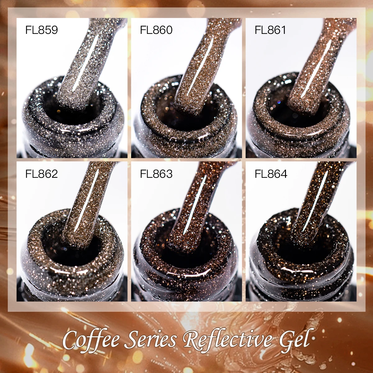 10 ml FOUR LILY Coffee Series Reflektierender Gel-Nagellack, semi-permanent, Soak Off UV-Gel, LED-Nagellack, Maniküre-Design