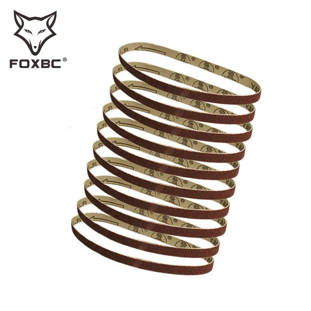 FOXBC 10pcs 10x330mm Sanding Belts Abrasive 3/8