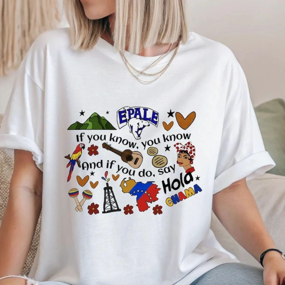 Camiseta Venezuelan para mujer, camisa Caracas Venezuela, garabatos Arepas Chama, regalo de verano, Tops Unisex para mujer Venezuelan, ropa