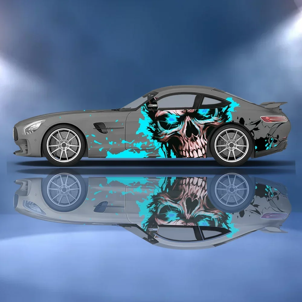 

Colorful Flame Skeleton Car Vinyl Wraps Decal Self-adhesive PVC Sticker Suitable for Trucks SUV Decoration Auto Accessories Gift