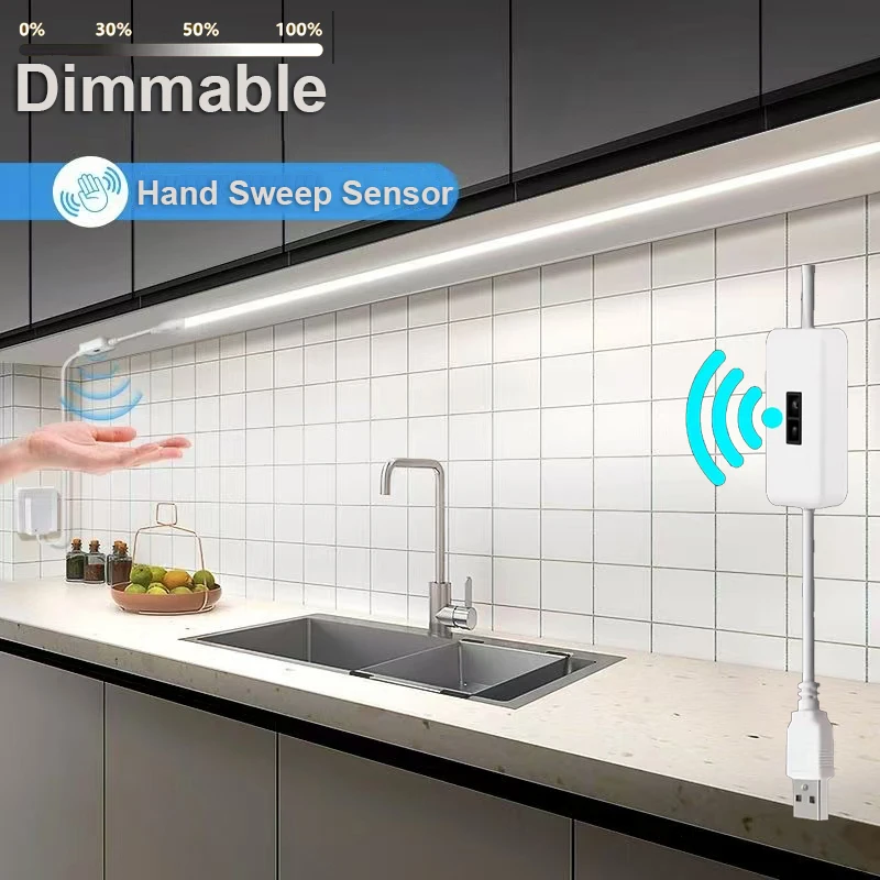 【セール中】調光可能な5V COB LEDストリップライト、人感センサー付きUSBフレキシブルダイオードテープリボン、キッチン、ガレージ、ミラー、PCバックライト、壁装飾用