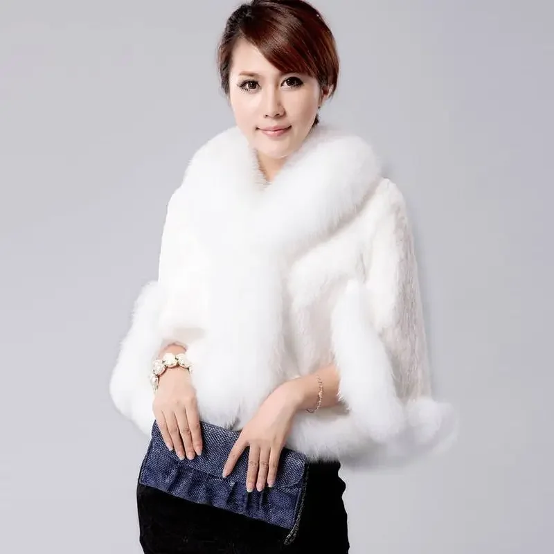 

2024 New Fur Shawl Female Imitation Mink Fur Collar Spliced Pile Collar Cloak Solid Color Cloak Autumn and Winter Short Coat T51