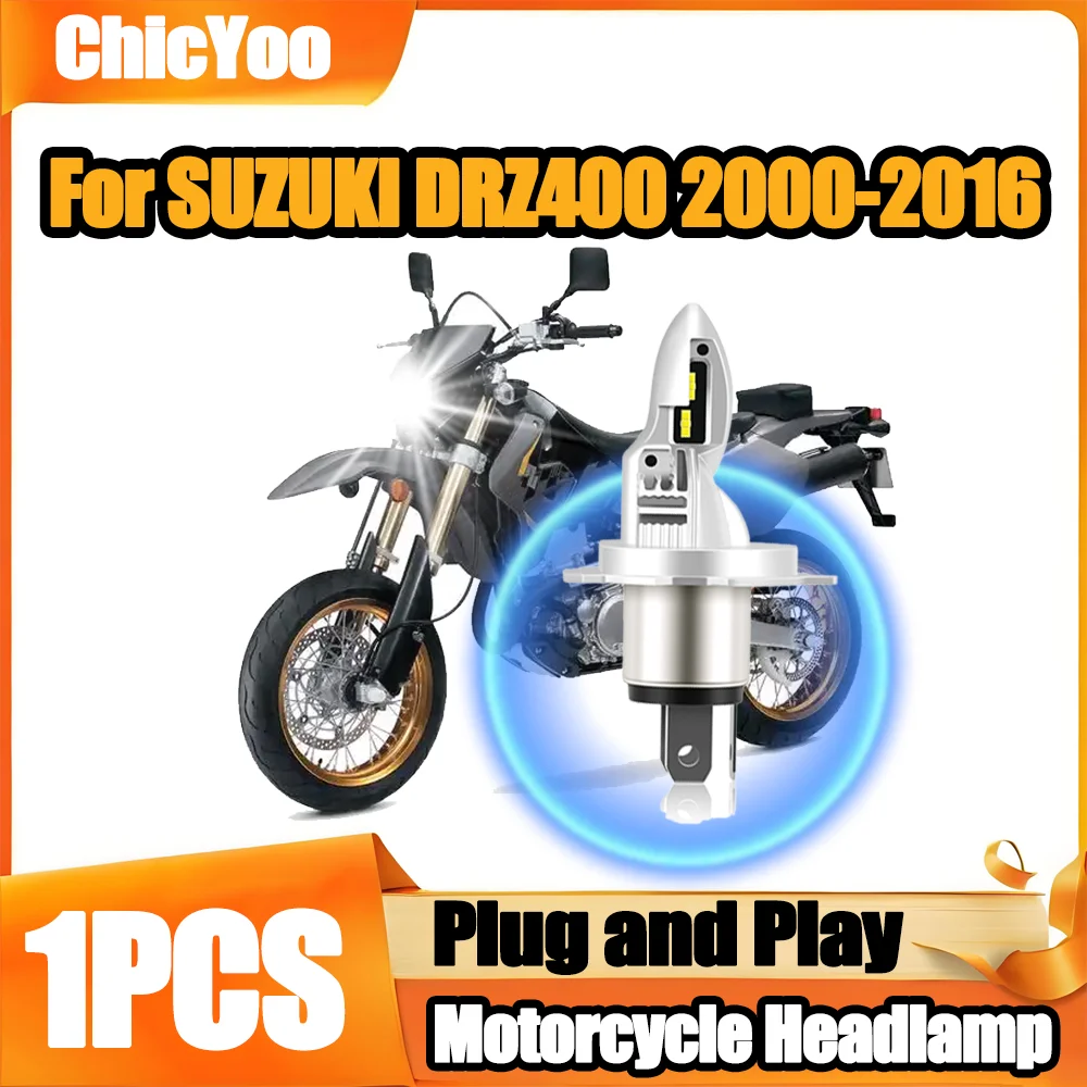 1PCS High Low Beam Motorcycle Head Lamp Super Bright H4 LED Headlight Bulb 10000LM High Power 12V For SUZUKI DRZ400 2000-2016