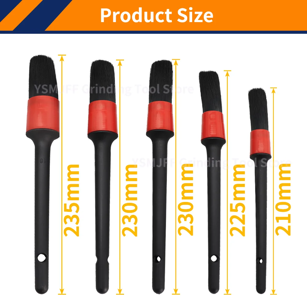 5 PCS Auto Detailing Brush Set, Different Sizes Automotive Detail Brushes Detailing Tool for Interior and Exterior Cleaning