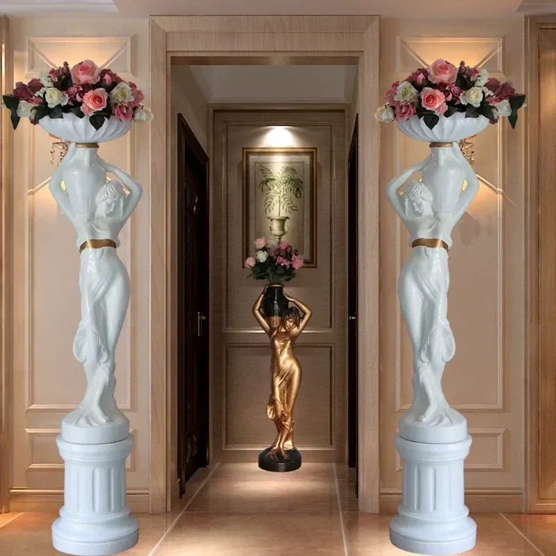 Modern European Style Lady Sculpture Floor Standing Figure Decorative Statue for Living Room Lobby Foyer Home Art Decoration