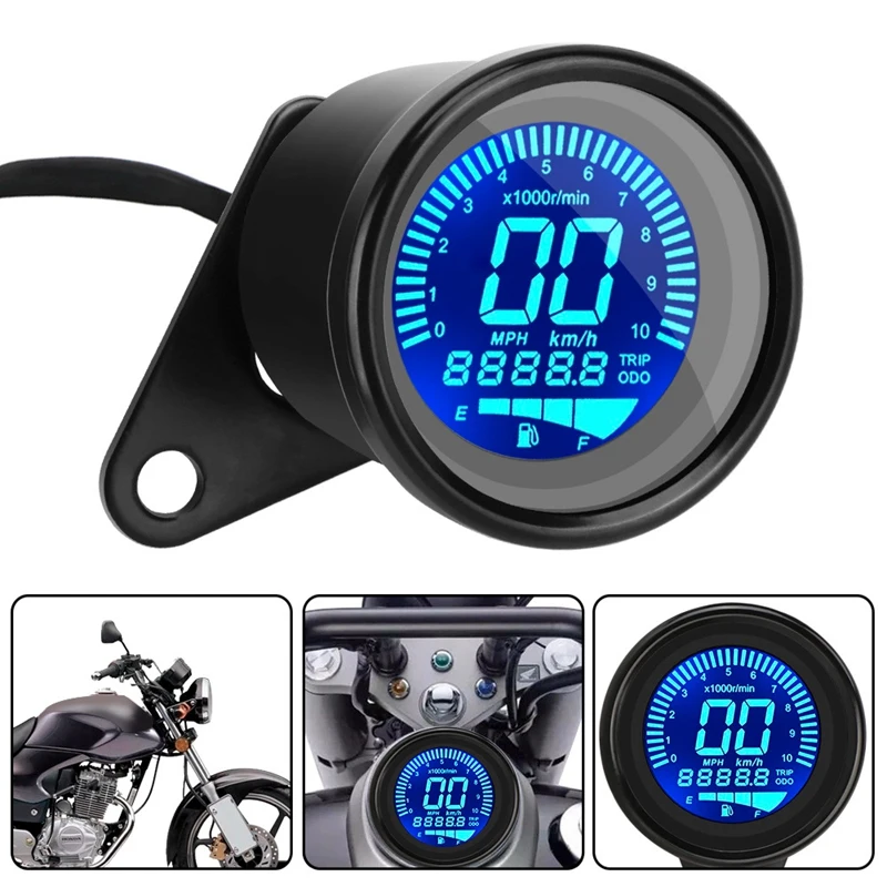 Universal Motorcycle Digital Speedometer Retro LCD Odometer Scooter ATV Meter Racer Tachometer Indicator