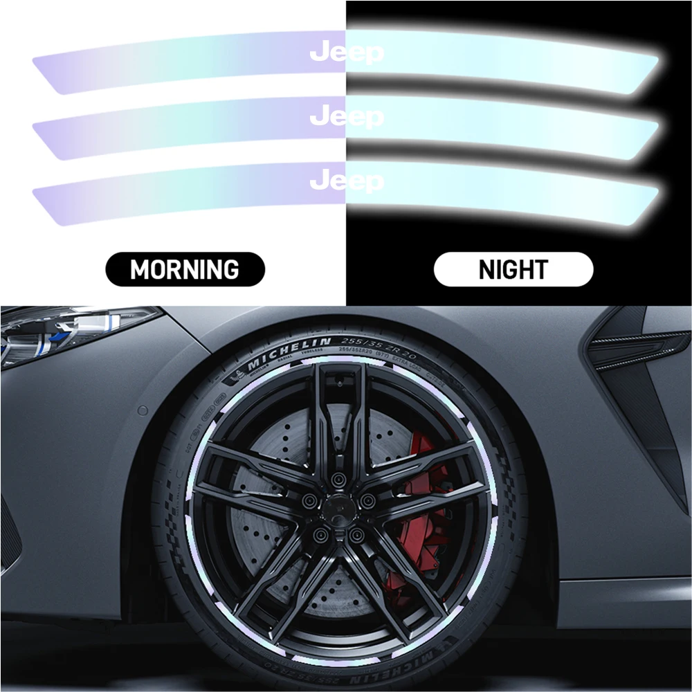 

10/16pcs Car Wheel Reflective Colour Strips Motorcycle Hub Stickers For JEEP GrandCherokee Renegade Wrangler Compass Patriot