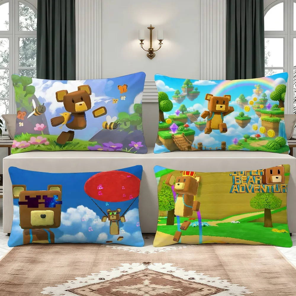 Game Super Bear Adventure cushion cover Breathable Washable Decor Shell Concealed Zipper Sofa Office Lumbar Decoration