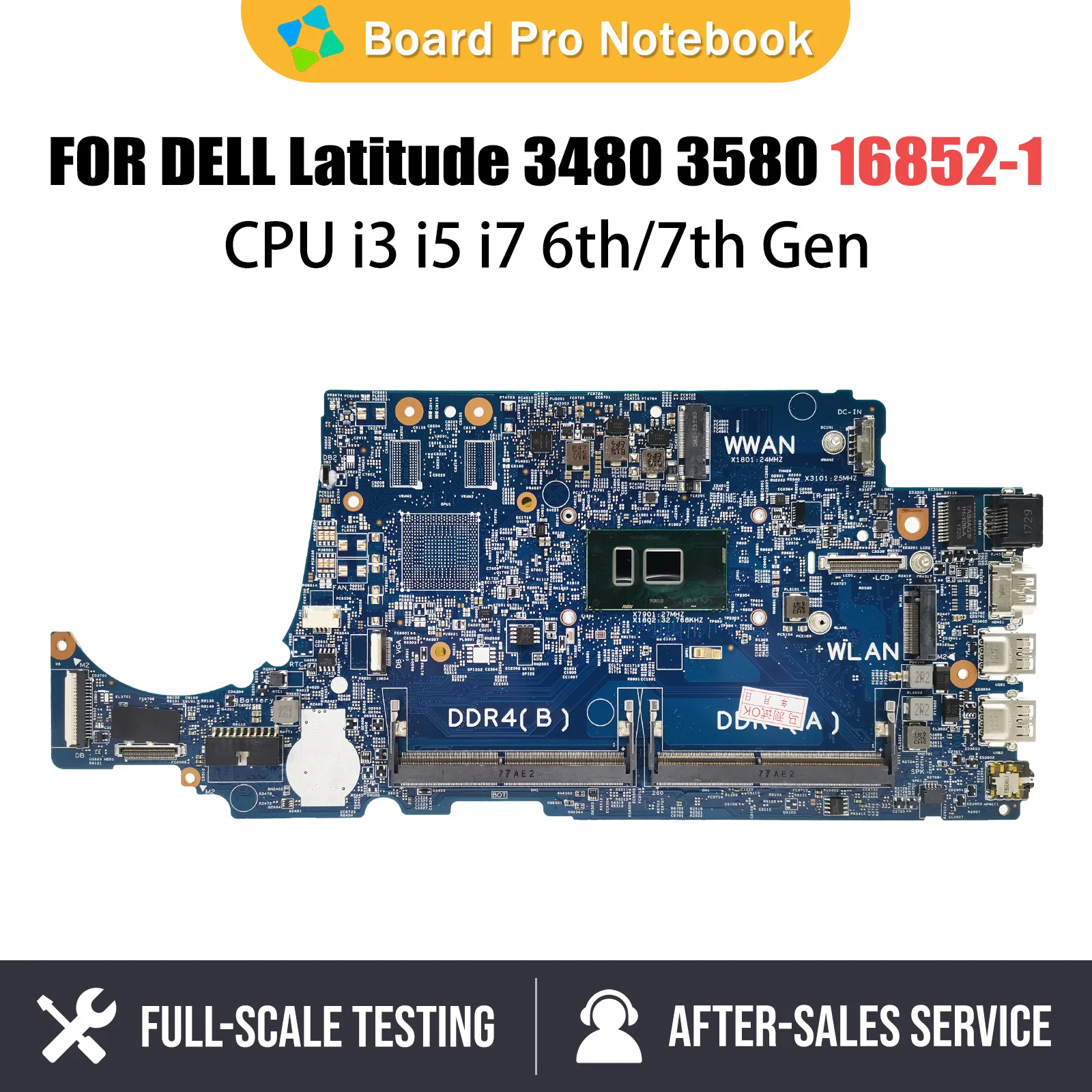 

Laptop Mainboard For DELL Latitude 16852-1 3480 3580 004JRR 0TD9WG 08NCKY 02V63C Notebook Motherboard i3 i5 i7 6th 7th Gen CPU