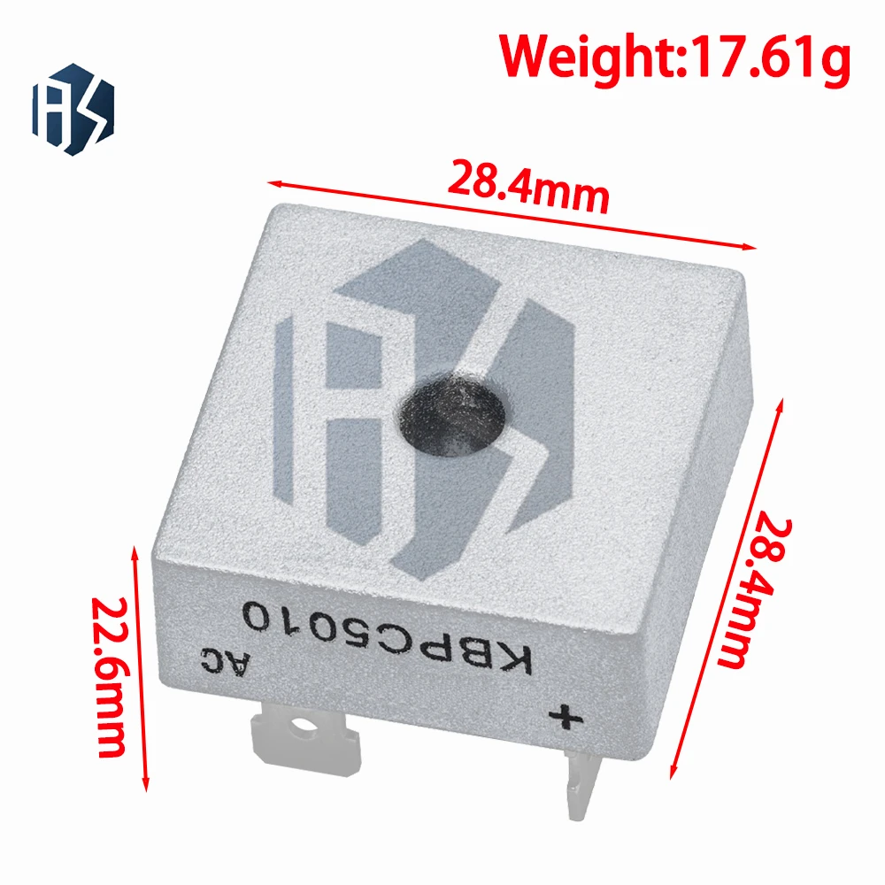 1PCS   ‌KBPC5010 Bridge Rectifier Diode - 50A 1000V Single-Phase GPP Chip  for Industrial Power Supplies & Motor Drives