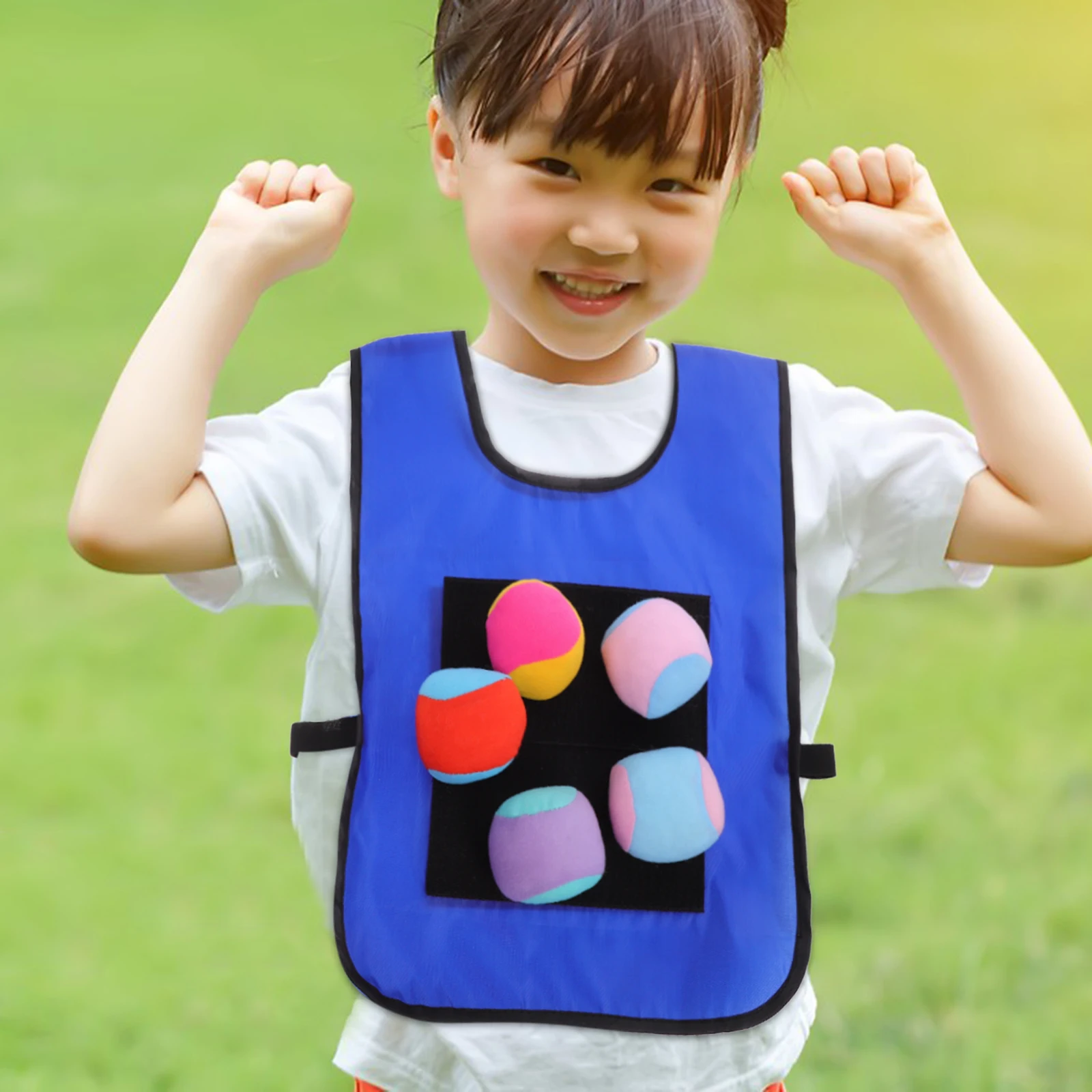 

12 Pcs Sticky Ball Vest for Kids Self Stick Front Surface Develop Skills 2 Vests 10 Balls Premium Cloth
