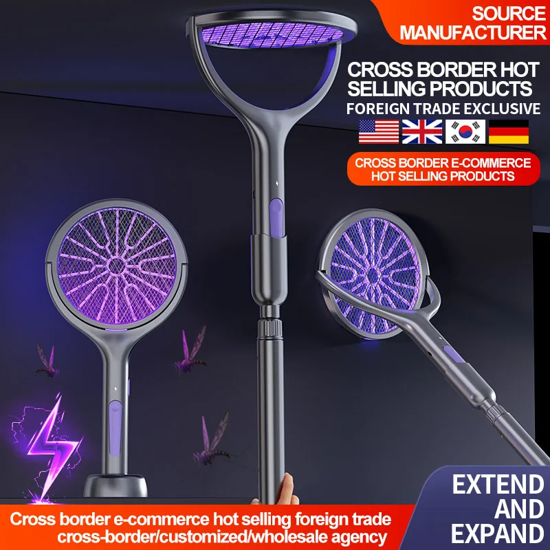 

Mosquito Killer Swatter Racket Foldable and Retractable 2 In1 Electric Mosquito Swatter Killer Fly Trap Bug Lamp for Home House