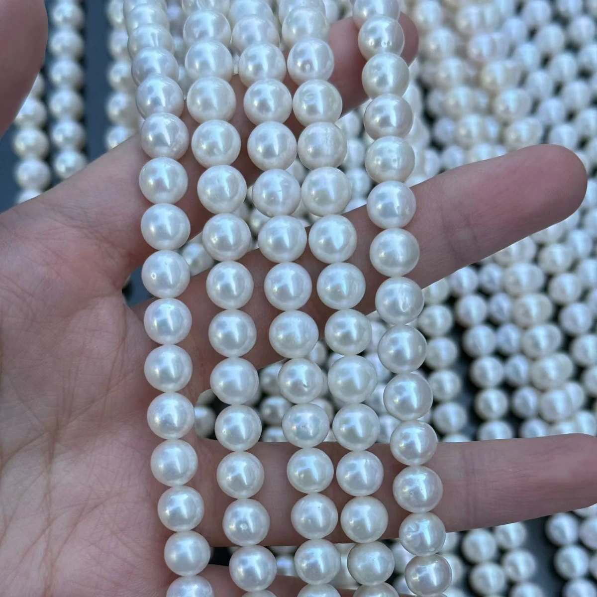 

AAAA 7.5–8.5mm Round High-quality Natural Freshwater Pearl Semi-finished Beads for Jewellery Making DIY Necklace Accessories