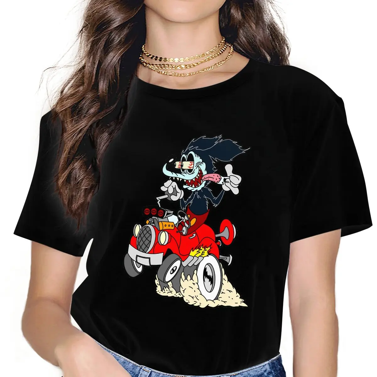 Novelty Toon Mouse T-Shirt for Women Round Neck T Shirt Tales Of The Rat Fink Cartoon Film Short Sleeve Tee Shirt Clothes