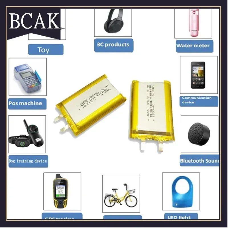 BCAK Style 103450 3.7V 1800mAh Polymer Lithium CELLS Rechargeable Battery for Beauty Instrument Camera GPS Navigator MP5 Bluetoo