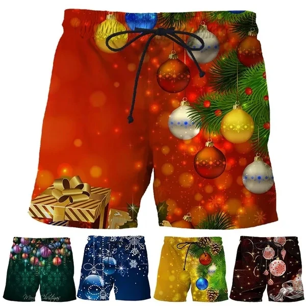 New Fashion 3D Print Christmas Shorts For MenPersonality Hip Hop Cool Beach Shorts Streetear Christmas Gift Bermuda Masculino