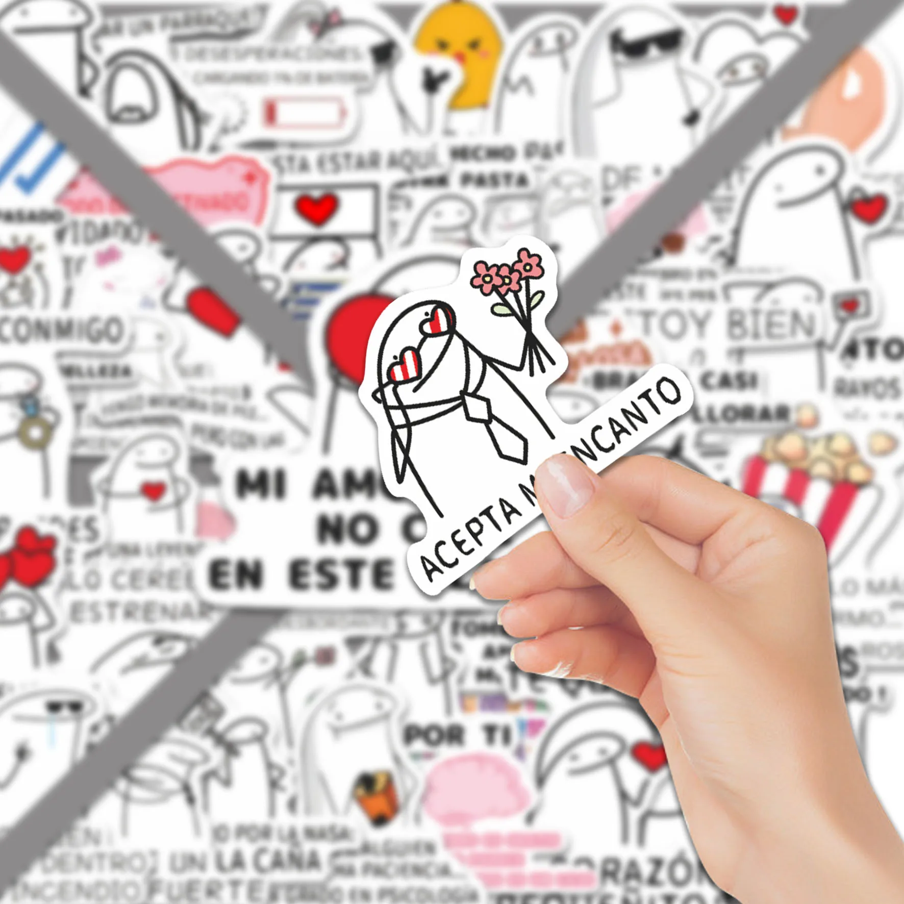50pcs Spanish Flork Meme Healing Stickers Pack Funny Love & Humor Phrases Vinyl Decals for Laptop Phone Gift for Spanish Speaker