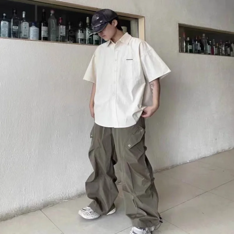 

Мужские брюки-карго Techwear Parachute в стиле хип-хоп, широкие штаны, быстросохнущие, уличная одежда, свободный крой, оверсайз, корейский хип-хоп