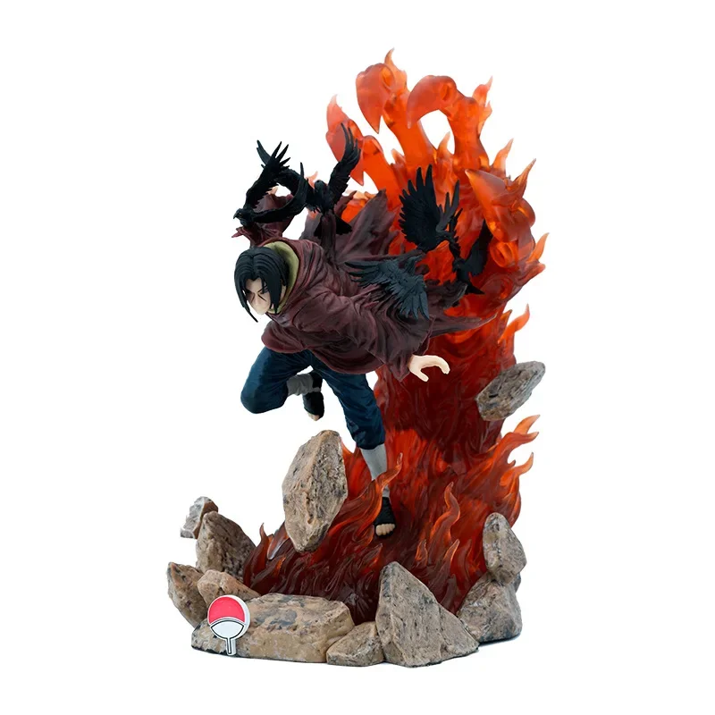 30cm Naruto Anime Action Figure Uchiha Itachi Interchangeable Three Heads Handmade Gk Pvc Statue Figurine Room Ornament Toy Gift