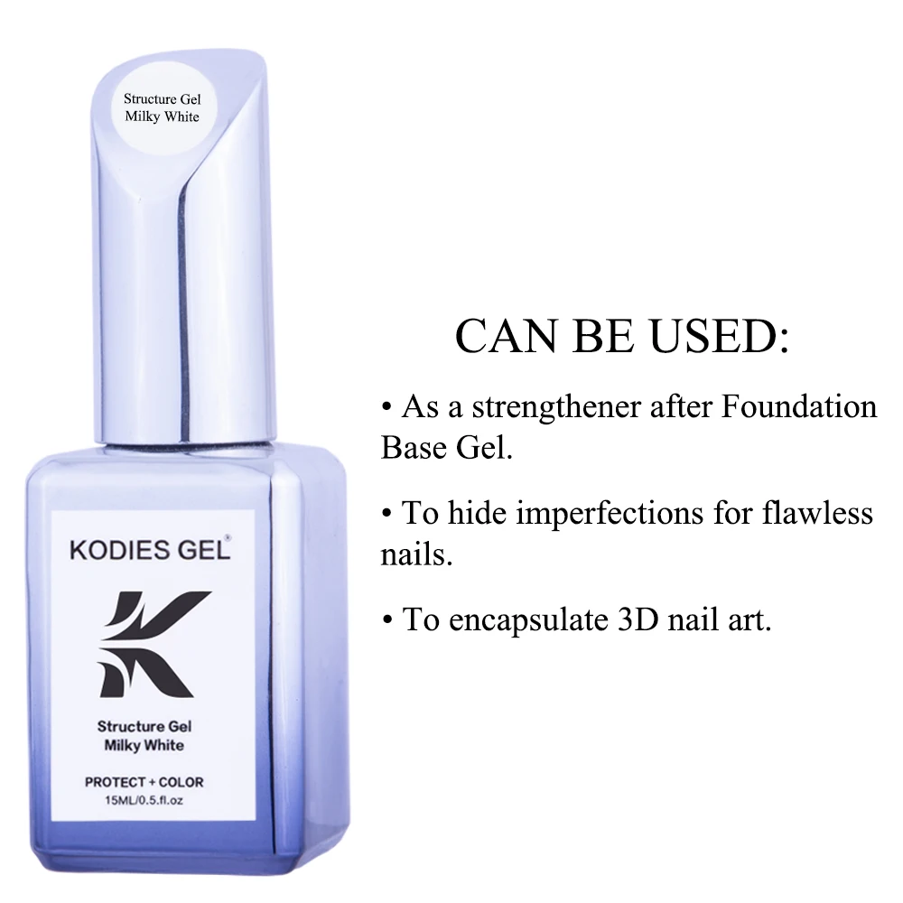 KODIES GEL Milky White Gel Polish Structure Rubber Base Gel Nail Polish 2 IN 1 Milk Enamel Opal Semi Transparent Primer Lak 15ml