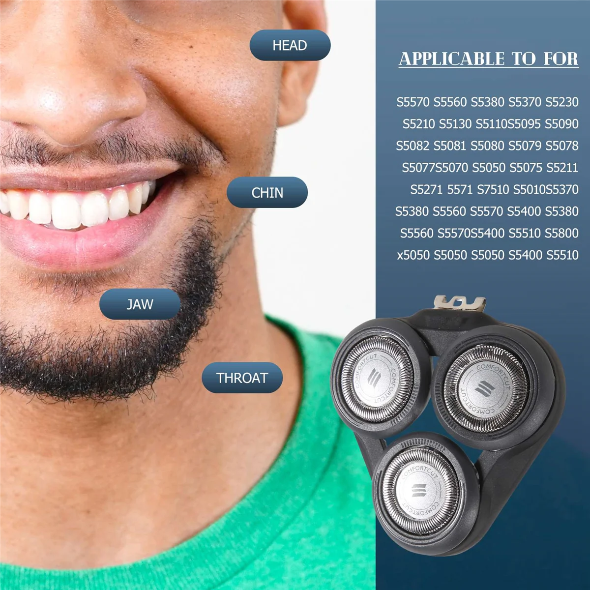 Replacement Shaver Head for Philips S5000 S5370 S5571 S5420 S5140 S5078 S5077 S5050 S5082 S5380 S5400 Razor Blade-Black_A66K