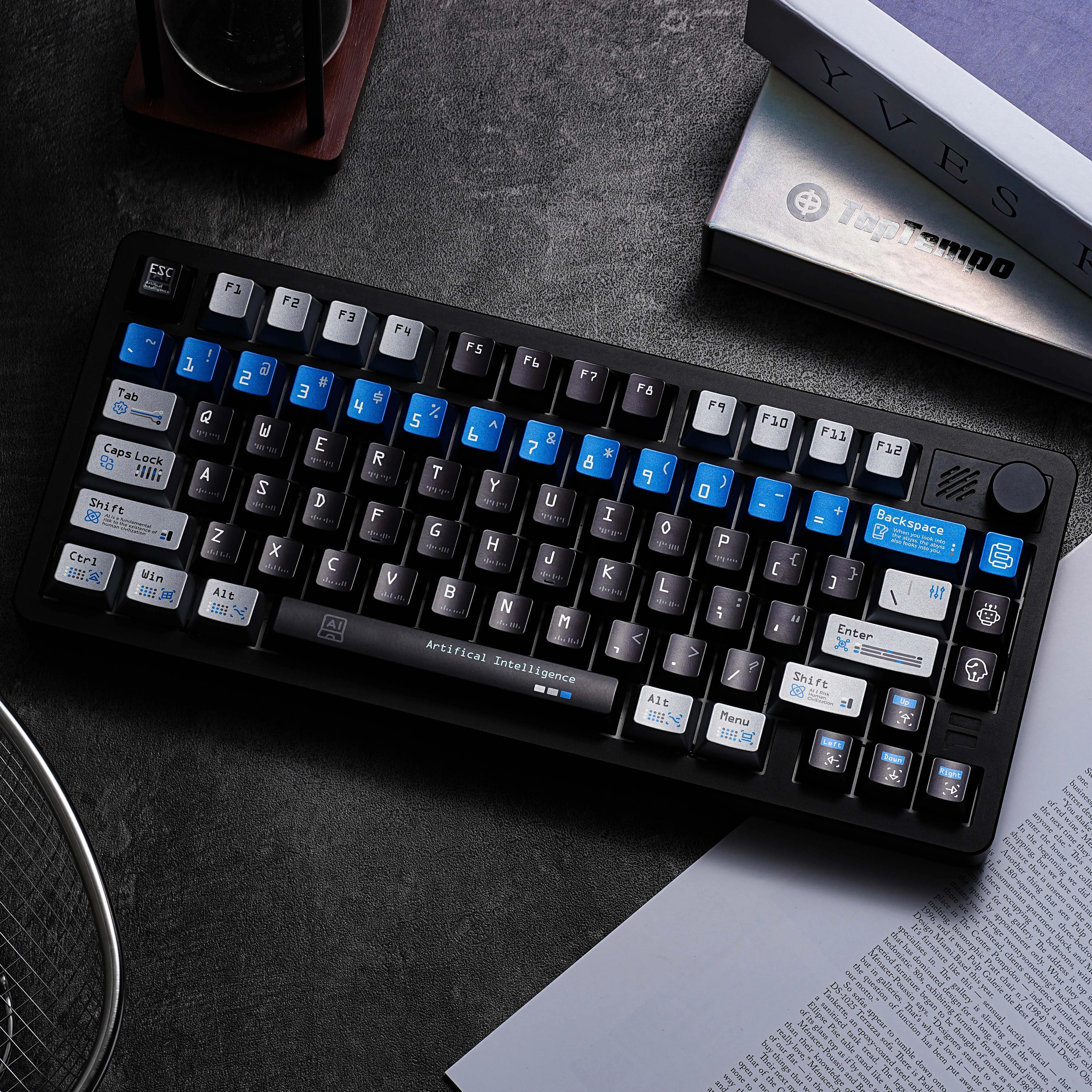 TapTempo Artificial Intelligence Keycaps  Cherry Profile Dye-Sub PBT Metal Full Sets KeyCaps For MX Switch Mechanical Keyboard